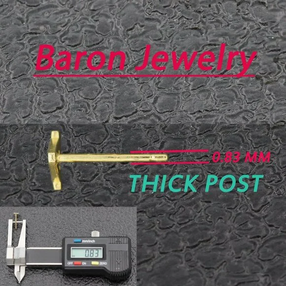 14k Gold Mini Alphabet Earrings Studs Sold as a Pair Fit for any Age - Picture 5 of 17